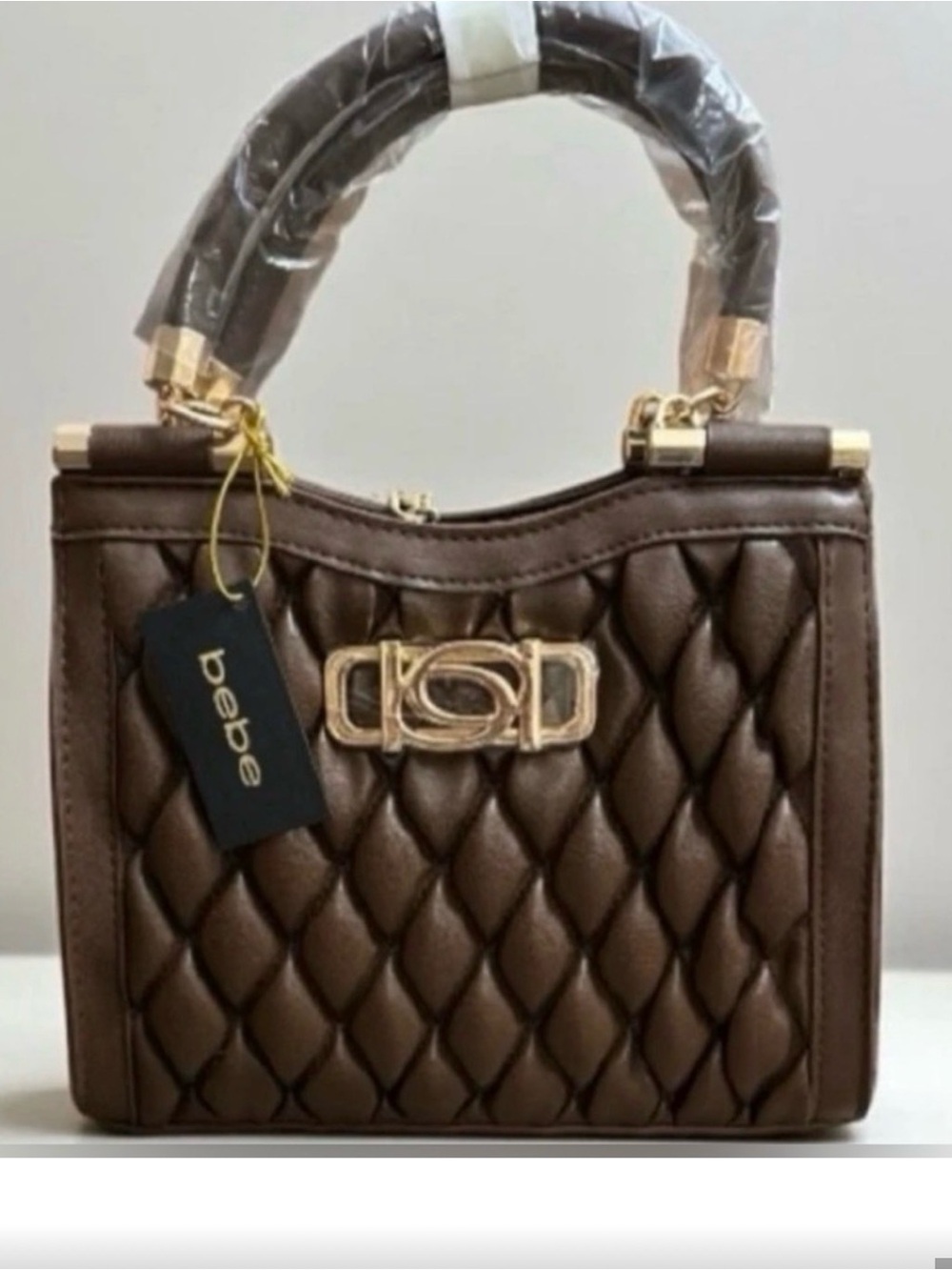 bebe Quilted Brown Small Satchel Crossbody NWT